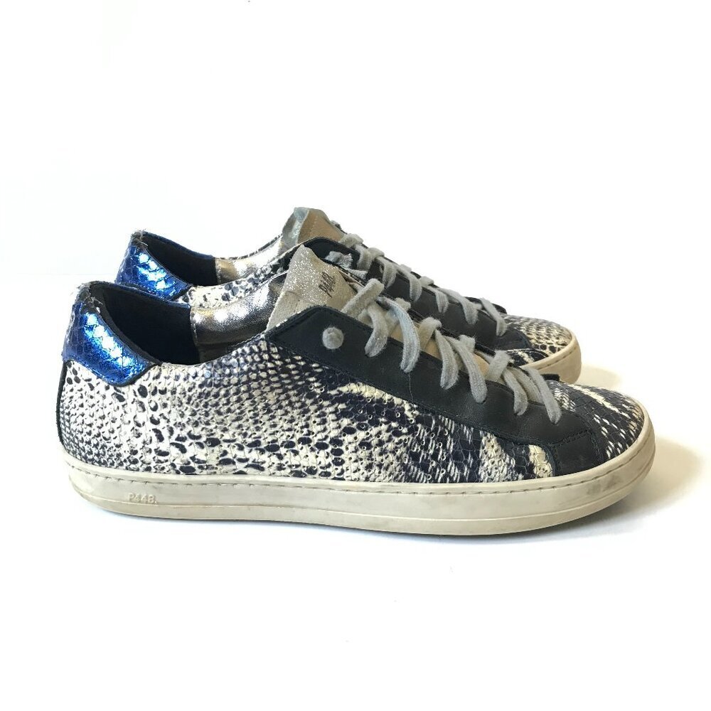 P448 John Twister Python Effect Sneakers Womens 37 7 Black Snake Leather Trainer